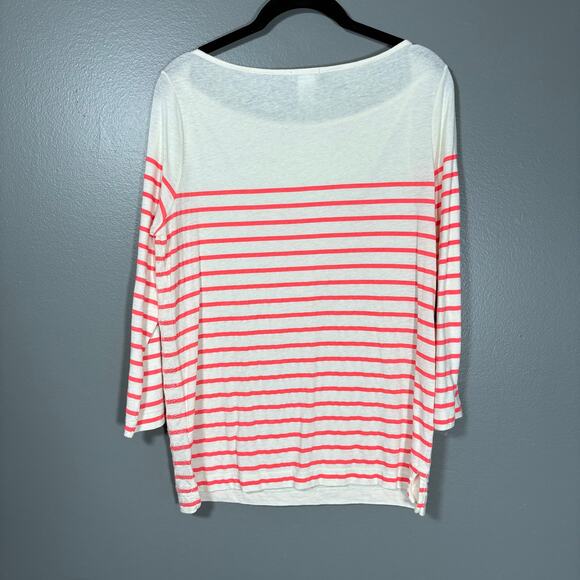 J Crew Collection Women's White/Pink Sequin Striped Preppy T-Shirt - Size Small - Picture 6 of 6